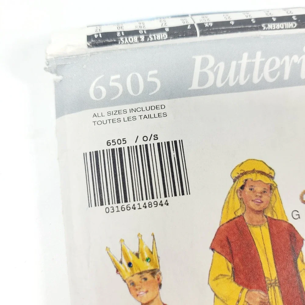 Butterick Child's Nativity Costume Sewing Pattern XS-Large 6505 Unisex Complete
